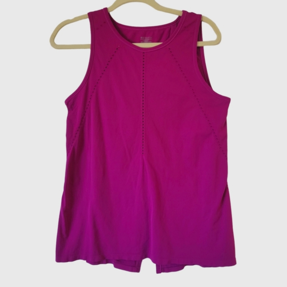 ATHLETA Magenta Pink Soft Vented Half Open Back Athletic Tank Top LIKE NEW